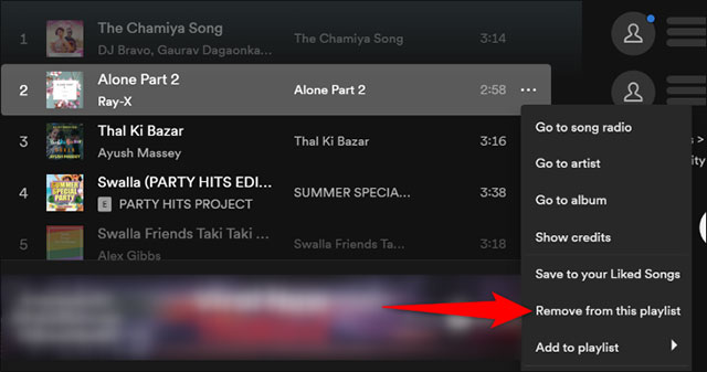 Chọn “Remove From This Playlist”