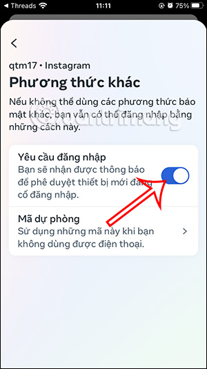 Tắt thông báo yêu cầu đăng nhập Threads
