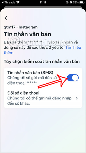 Tắt xác thực 2 lớp Threads