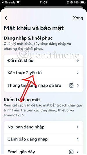Xác thực 2 yếu tố Threads