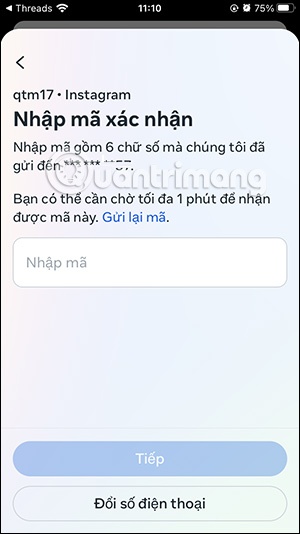 Nhận mã xác minh lớp Threads