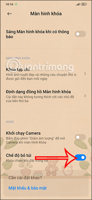 Kích hoạt chế độ bỏ túi trên Xiaomi