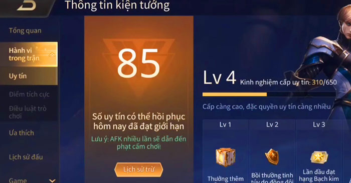 Cách tăng uy tín Liên Quân, tăng điểm uy tín Liên Quân Mobile nhanh