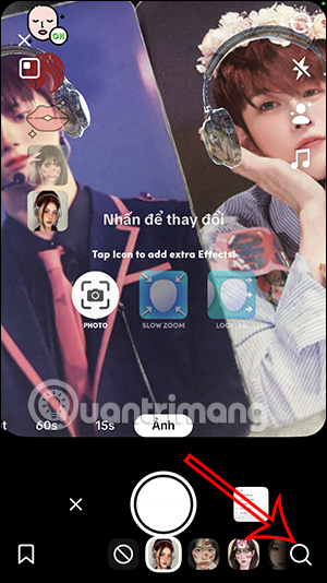 Tìm hiệu ứng trên TikTok