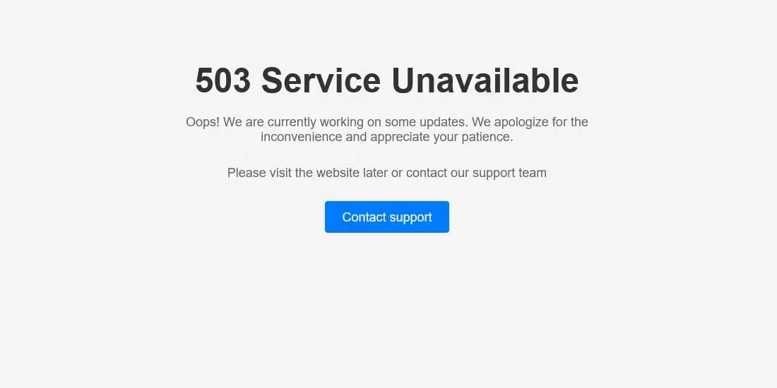 Trang báo lỗi bảo trì 503