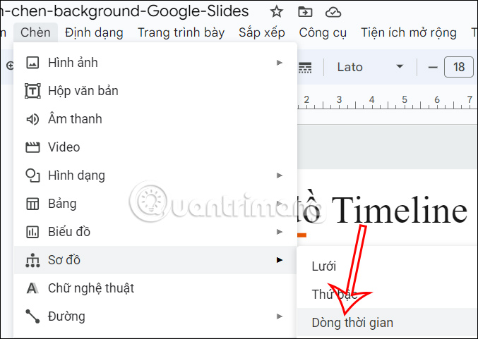 Chọn kiểu sơ đồ dòng thời gian Google Slides