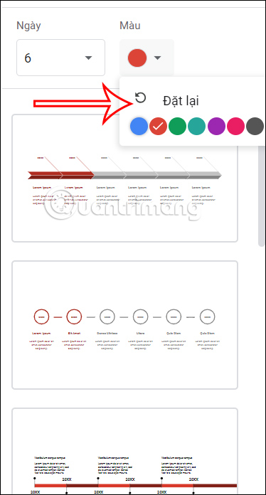 Thay đổi mẫu Timeline Google Slides