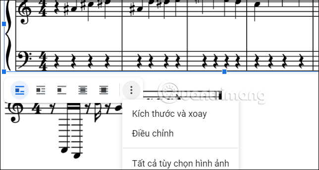 Hiển thị bản nhạc trong Google Docs