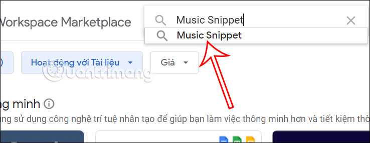 Tiện ích Music Snippet trong Google Docs