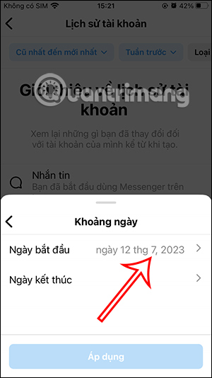 Chọn thời gian bắt đầu