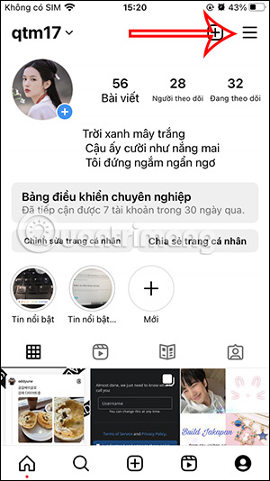 Tùy chỉnh tài khoản Instagram