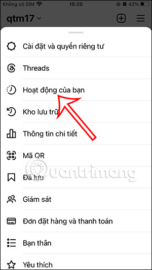 Hoạt động tài khoản Instagram