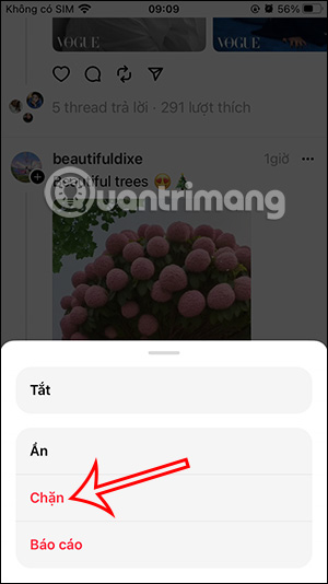 Chặn tài khoản Threads