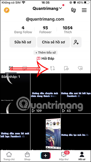 Biểu tượng video TikTok đăng lại