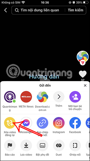 Xóa video đăng lại trên TikTok