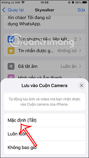 Không lưu video và ảnh tự động