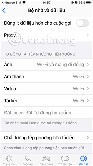 Chỉnh tự động tải tệp trên WhatsApp
