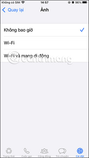 Không tự động tải ảnh WhatsApp