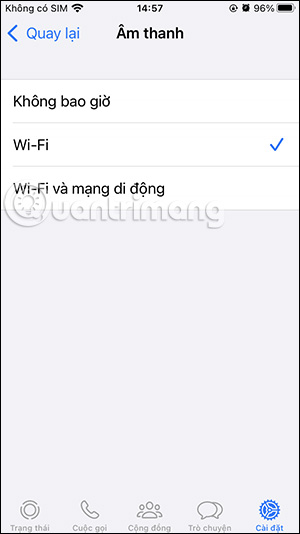 Chỉnh tải âm thanh WhatsApp tự động