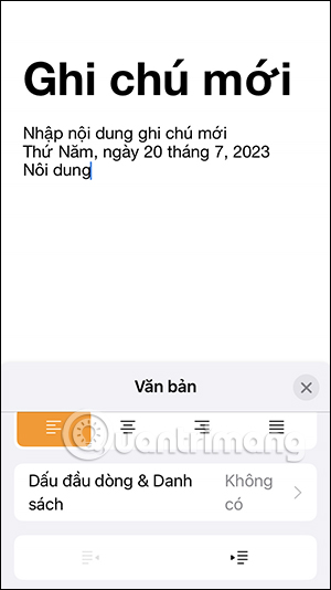 Thay đổi lại chữ trong ghi chú iPhone