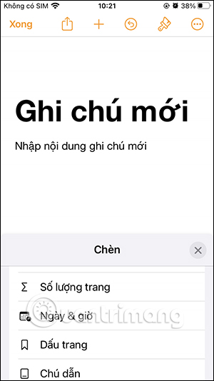 Thay đổi bố cục ghi chú
