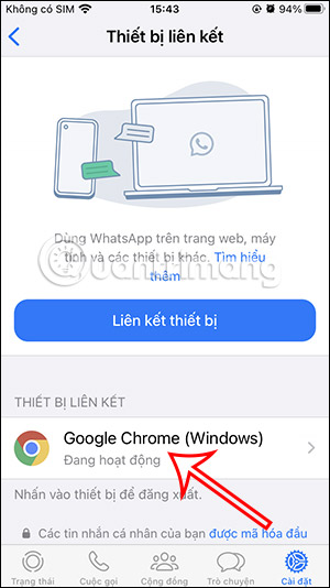 Thiết bị đăng nhập WhatsApp trên máy tính