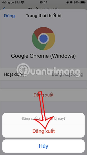 Chọn đăng xuất WhatsApp trên PC
