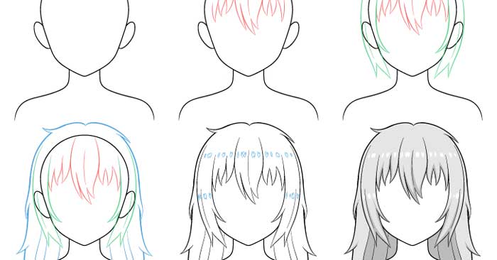 cách vẽ tóc anime nữ