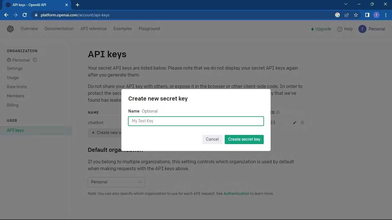 Đặt tên khóa API