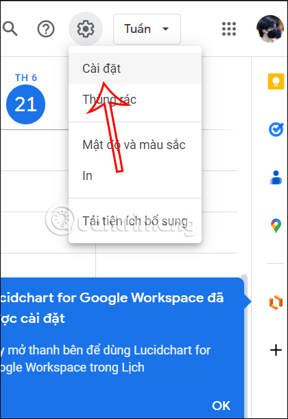 Cài đặt Google Calendar