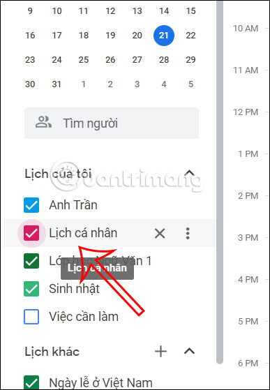 Chọn màu lịch tạo trên Google Calendar