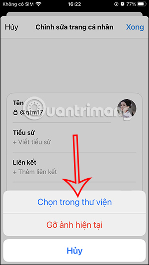 Chọn ảnh trong thư viện