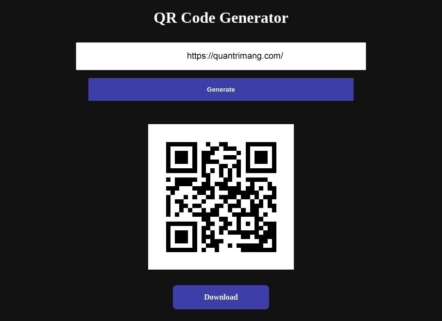 Kết quả tạo code QR bằng React
