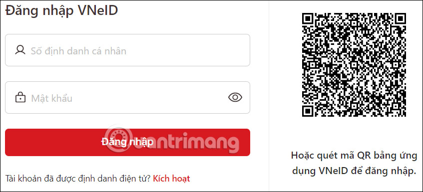 Nhập thông tin VNeID trên máy tính