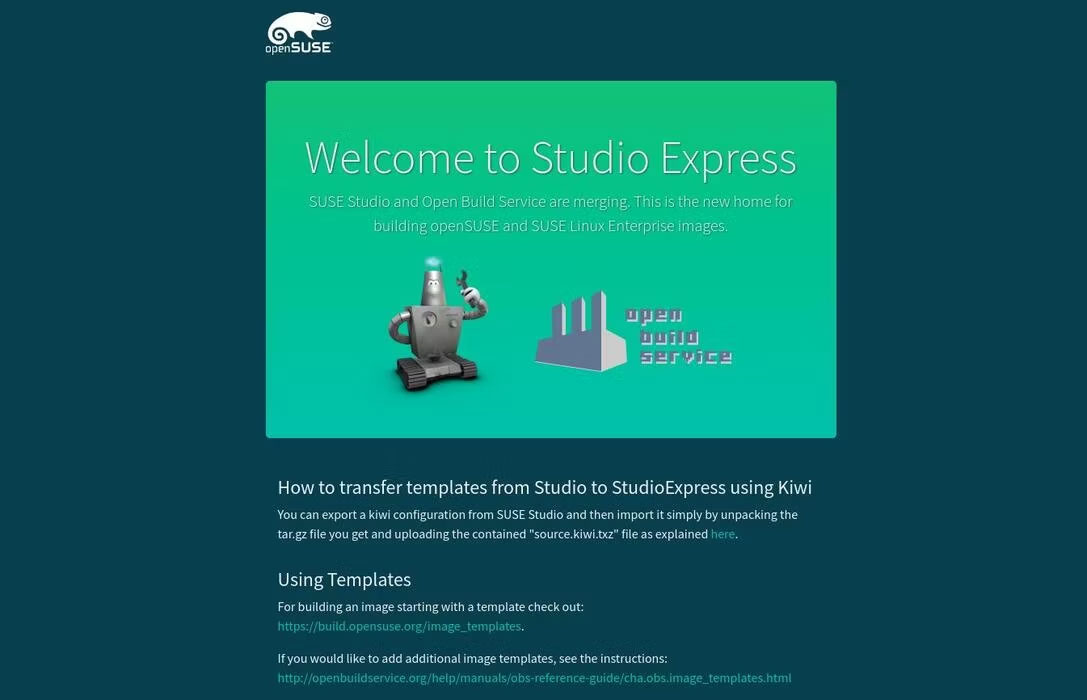 Trang chủ SUSE Studio Express