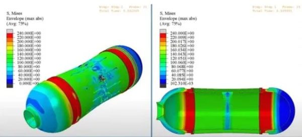 0 mili giây: Thân tàu bằng sợi carbon của Titan bắt đầu bị rạn nứt, co sập vào bên trong.