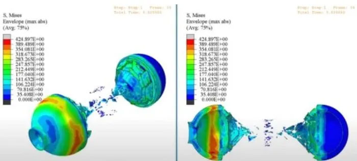 4,365 mili giây: Chưa đến 4 mili giây, thân tàu bị xé toạc làm đôi, khi đó trên tàu không còn ai sống sót. Thậm chí thi thể của các nạn nhân không còn nguyên vẹn do nước chảy xiết dưới đại dương kết hợp với các mảnh vật liệu composite sẽ nghiền nát đối với bất kỳ mô động vật nào, thậm chí cả xương.