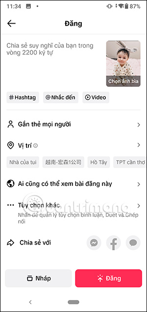 Đăng video ghép trên TikTok