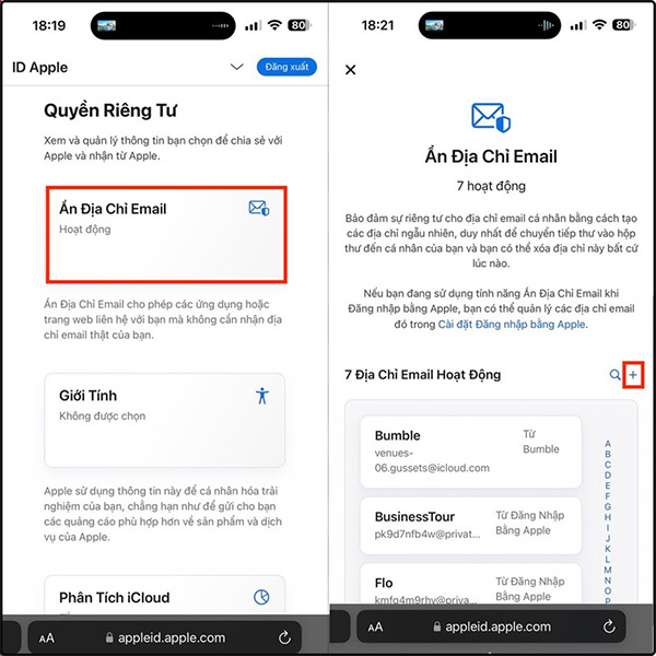 Ẩn địa chỉ email trên iPhone