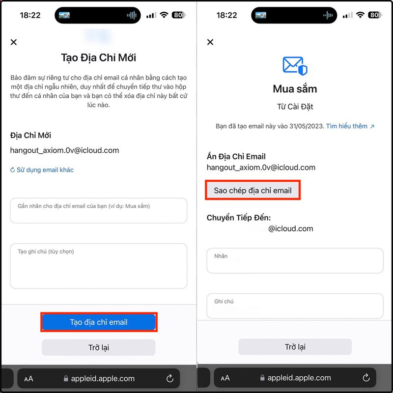 Tạo địa chỉ email ảo trên iPhone