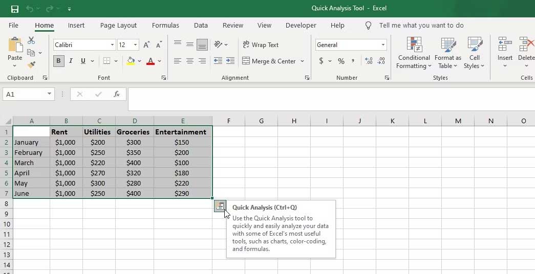 Hướng dẫn dùng Quick Analysis trong Excel