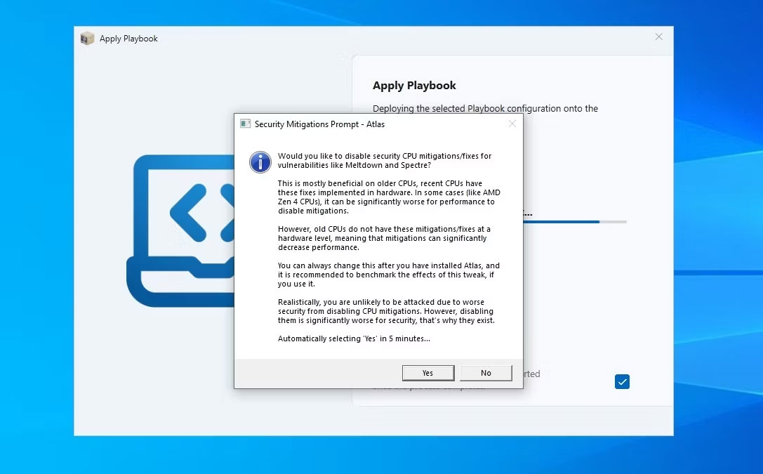 AtlasOS thiết lập Security Mitigations