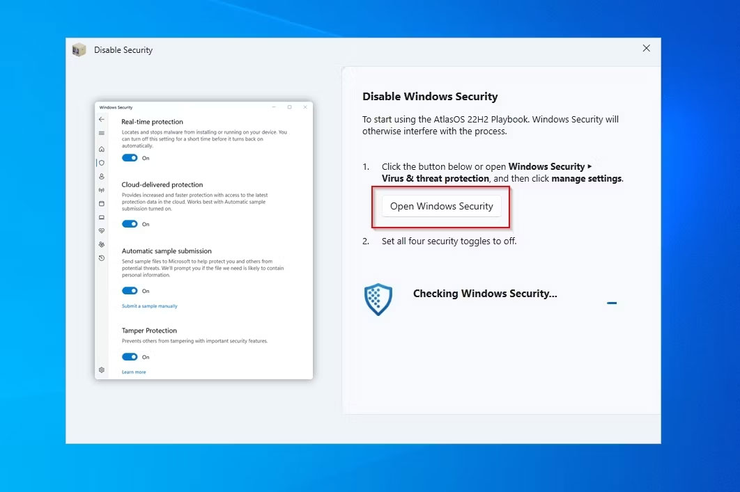 Mở Windows Security