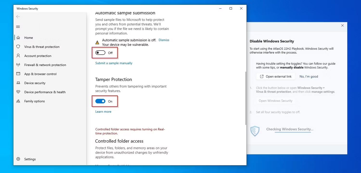Vô hiệu hóa Windows Security