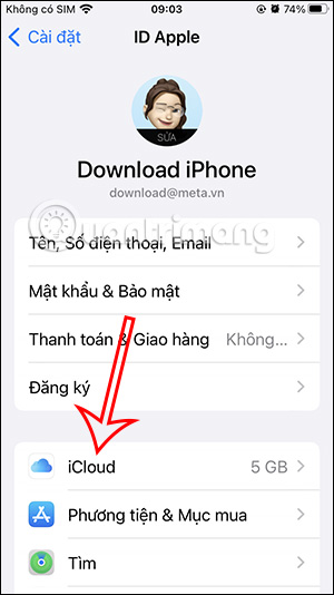 Điều chỉnh iCloud