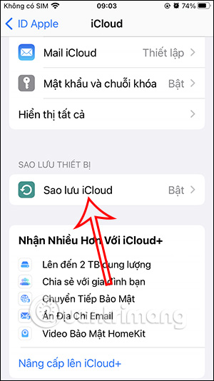Sao lưu iCloud trên iPhone