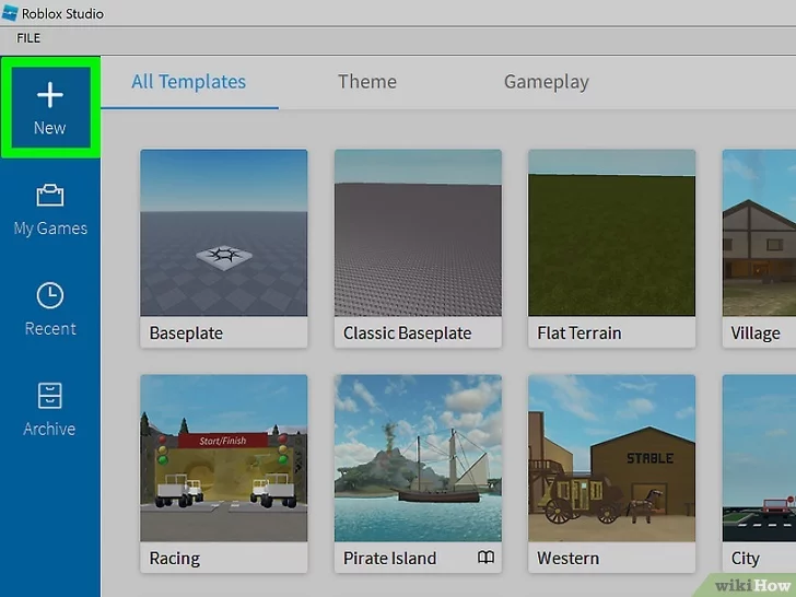 Mở một canvas game Roblox trống