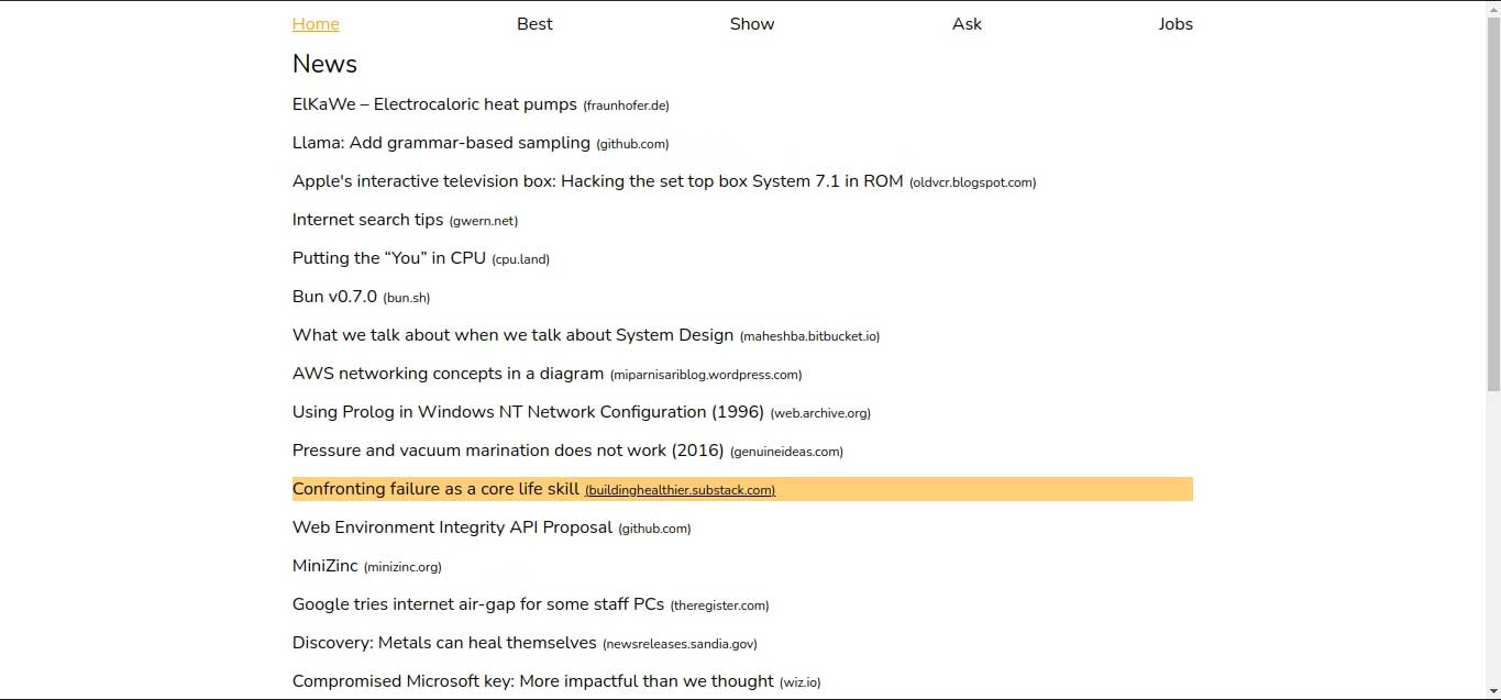Bản sao trang Hacker News