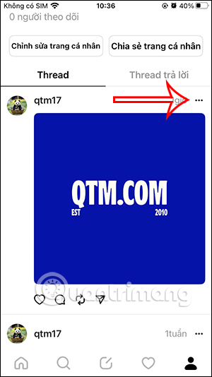 Tùy chọn bài đăng Threads