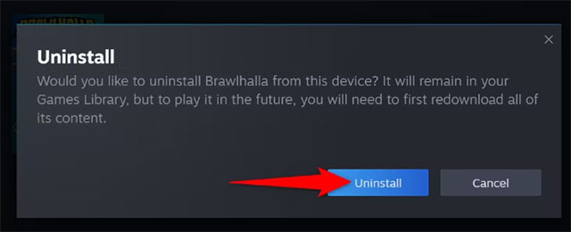 Chọn "Uninstall"